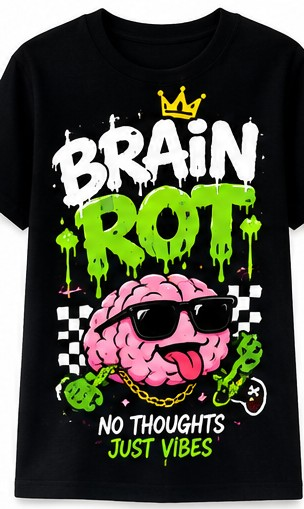 Brain Rot No Thoughts Just Vibes Graphic T-Shirt shirt mockup