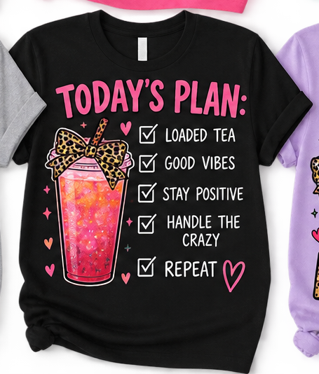 Black shirt mockup with Today's Plan checklist