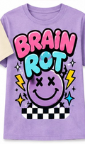 Brain Rot Purple Smiley Graphic T-Shirt shirt mockup