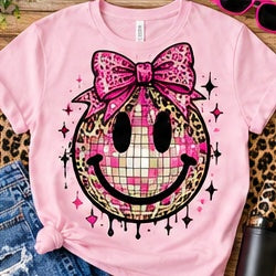 Pink Leopard Smiley Shirt shirt mockup