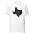 White T-shirt with black Texas outline and Houston lettering