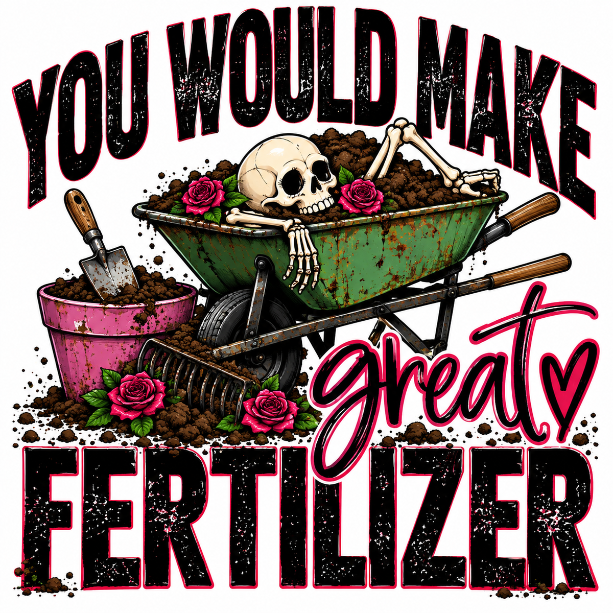Skeleton Garden Humor Graphic T-Shirt