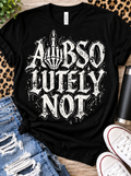 Abso Lutley Not gothic skeleton design on a black T-shirt