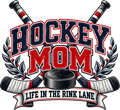 Hockey Mom Life in the Rink Lane vintage navy red and white hockey graphic