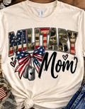 Cream Military Mom patriotic bow and dog tag T-shirt mockup