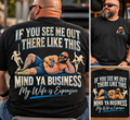 Black T-shirt mockup featuring the funny My Wife Is Expensive design