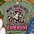Sage green sassy raccoon shirt mockup with pole and pink leopard accents