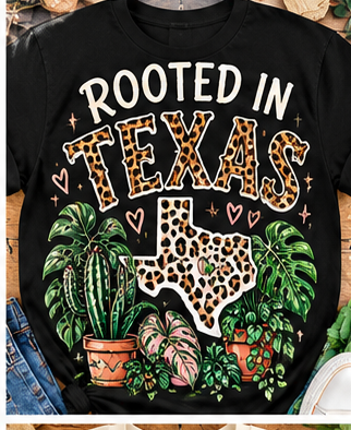 Rooted in Texas Graphic Tee shirt mockup