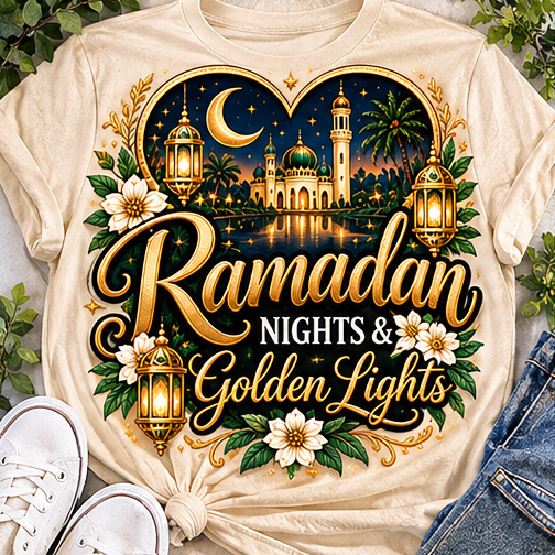 Ramadan Nights and Golden Lights shirt mockup
