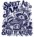 Sweet as Jam, Sassy by Nature vintage raccoon and strawberry graphic